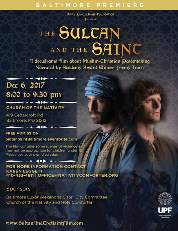 The Sultan and The Saint Film screening December 6, 2017