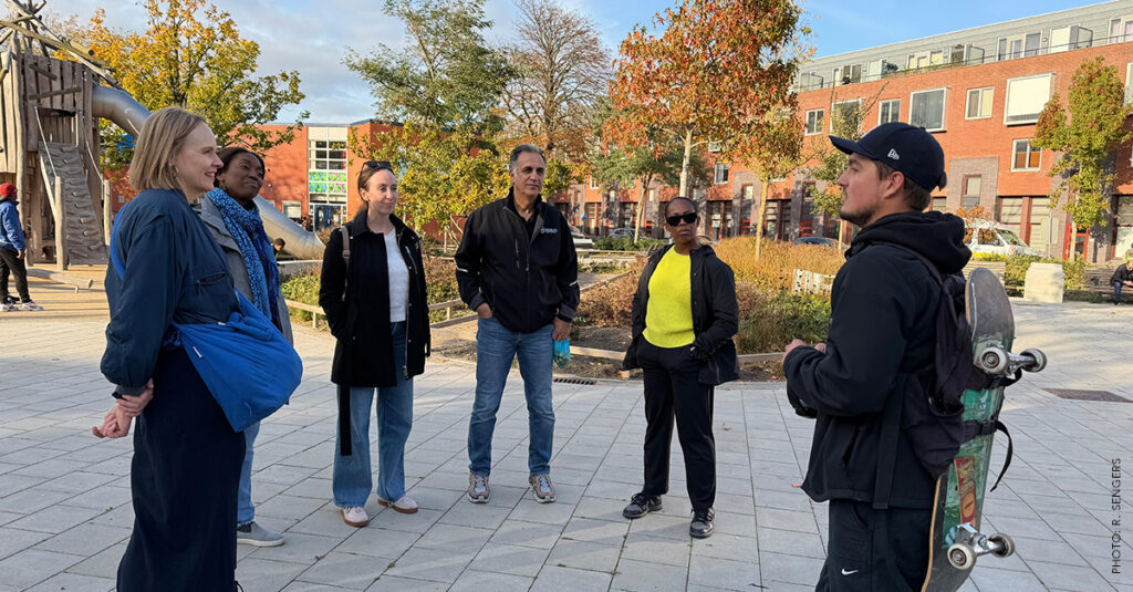 Climate-resilient Driehoeksplein in BoTu neighborhood (Rotterdam, October 2025); meeting with Barbara Luns (AIR) and Mike van Staten (Urbanist) who traveled to Baltimore in April 2025 as part of an urban design delegation