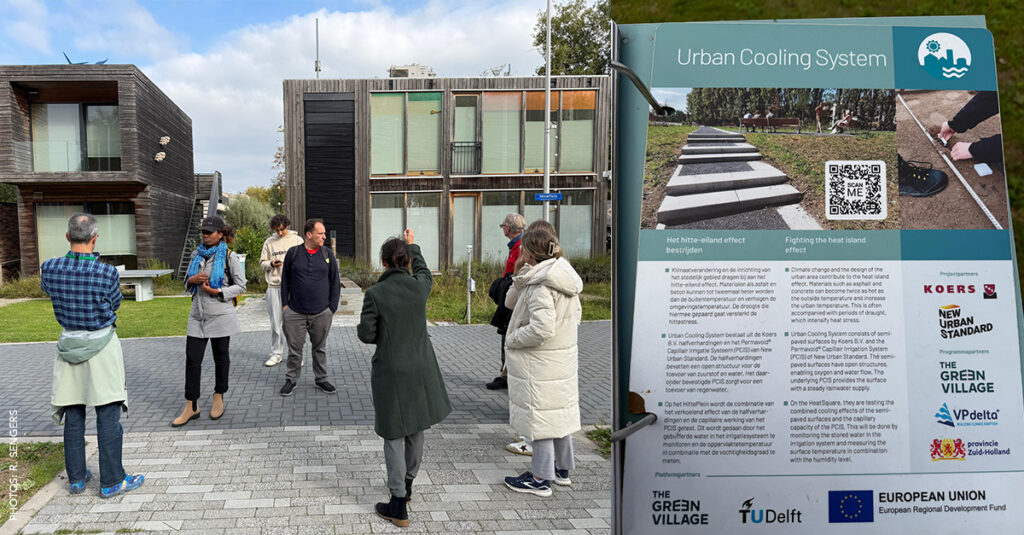 Tour of Green Village, a field lab on the TU Delft campus that tests climate mitigation and adaptation innovations for the built environment in urban settings (Delft, October 2025)