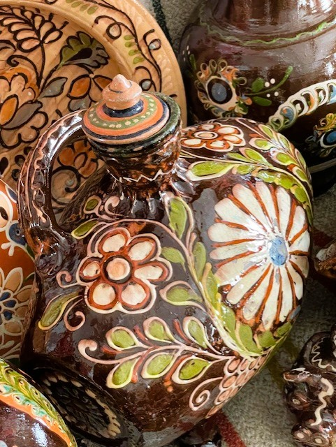 Close up of pottery - photo from the Miller Branch (Howard County Public Library)'s webpage about their 2025 Ukrainian Pottery Exhibition