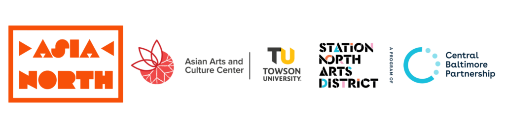 Logos for Asia North, Towson University Asian Arts and Culture Center, Station North Arts District, Central Baltimore Partnership
